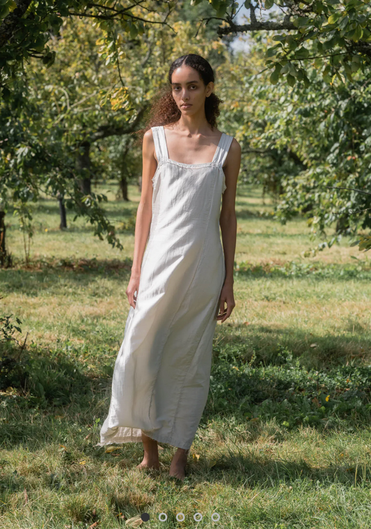 Vestido de tirantes anchos de satén de algodón y seda