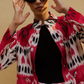 Chaqueta safari Ikat arcoíris roja