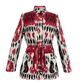Chaqueta safari Ikat arcoíris roja