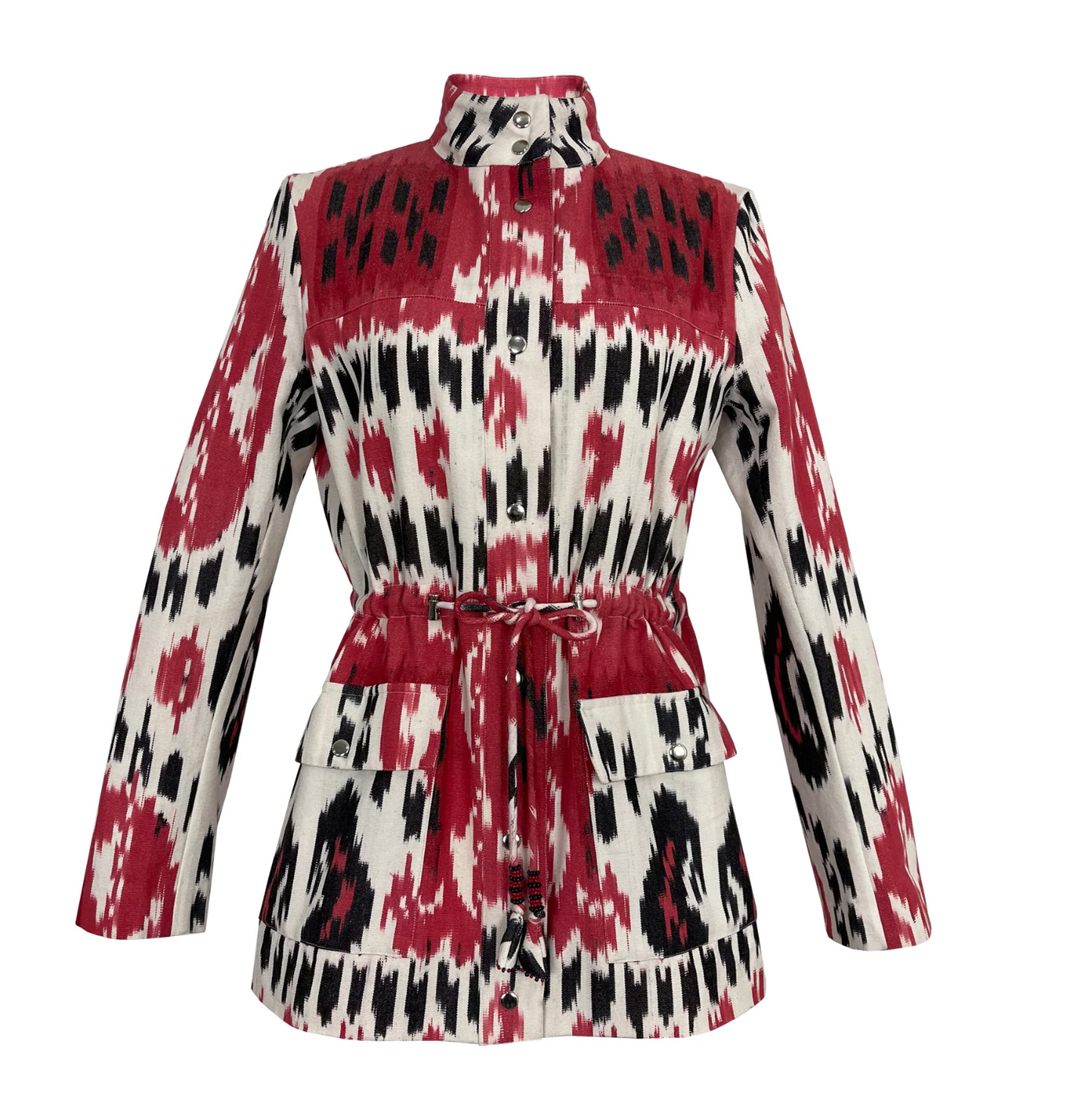 Chaqueta safari Ikat arcoíris roja